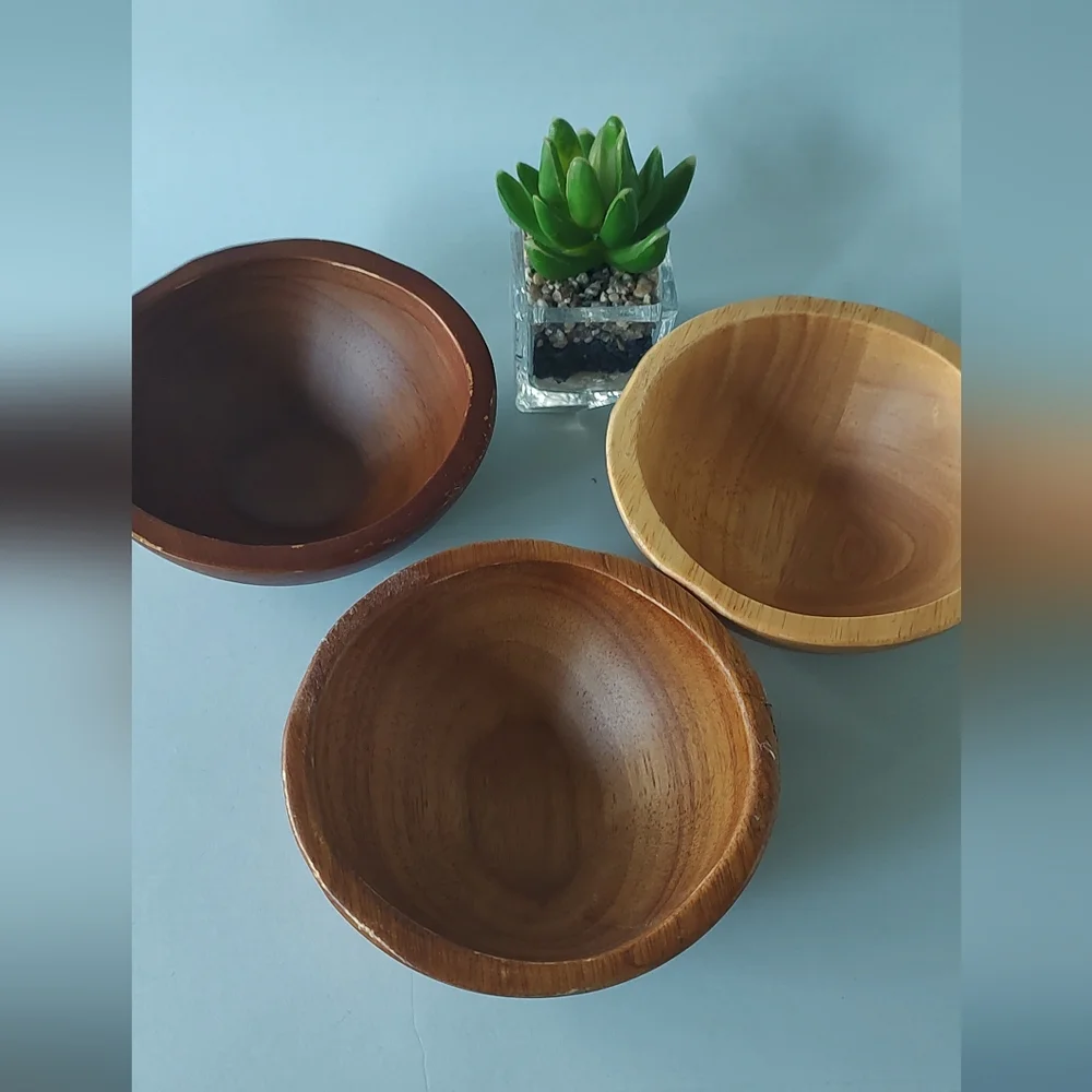 Hearth & Hand Rubberwood Bowl 3 Pieces Mini Style Boho Farmhouse